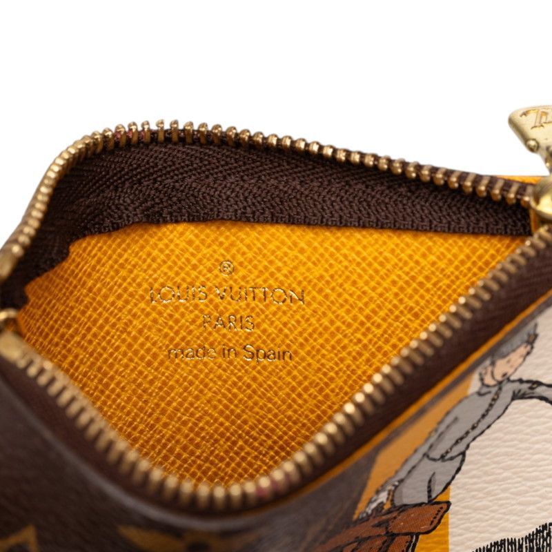 Louis Vuitton Monogram Pochette Cles Belbow Coin Case Brown Yellow — view 6