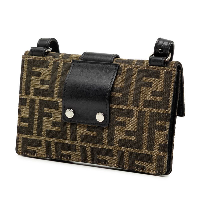 Fendi Zucca Marsupio Baguette Crossbody Shoulder Bag Brown Black Canvas Leather — view 2