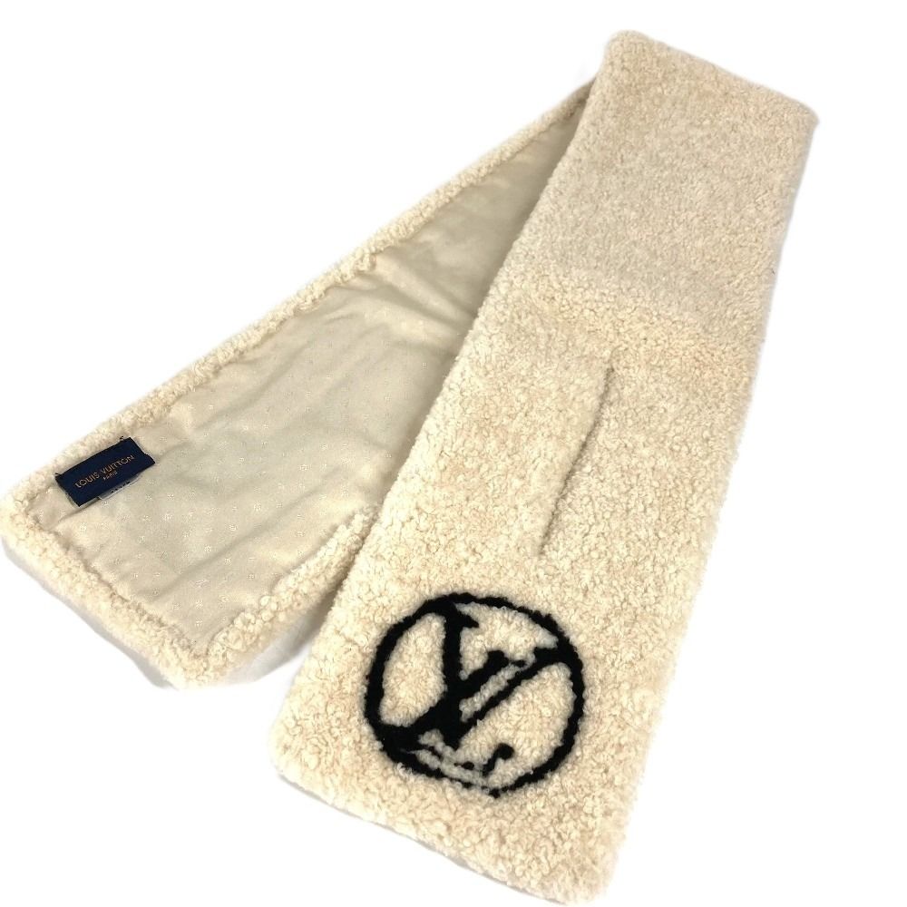 Louis Vuitton Scarf Echarpe Shirred Lamb Shearling Beige
