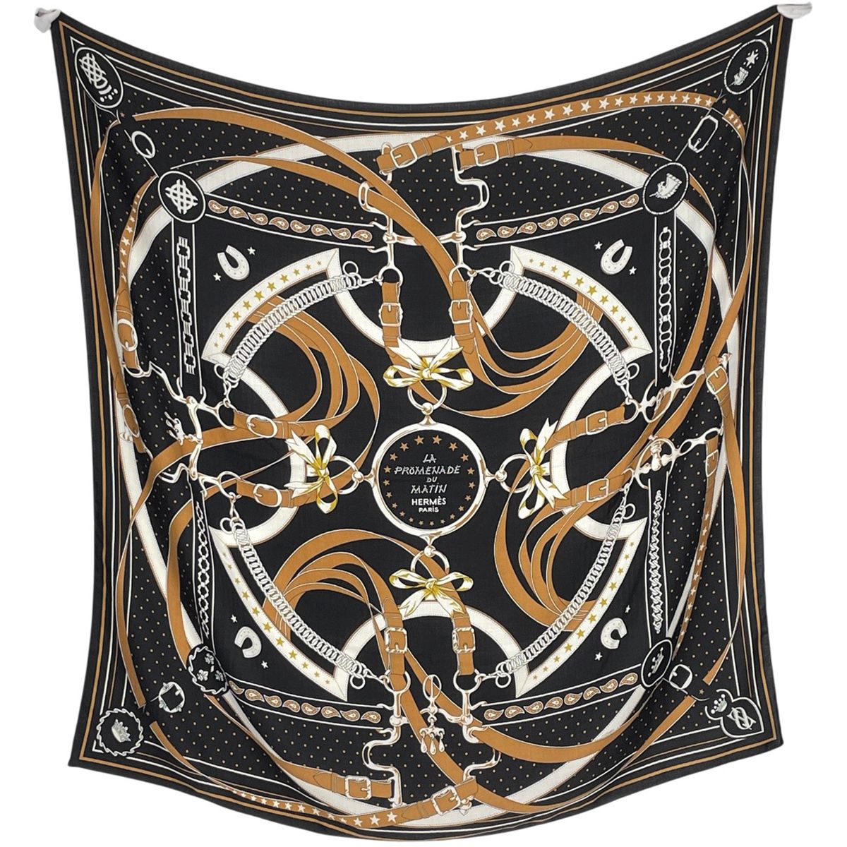 Hermes Carre 140 la Promenade du Matin Bandana Morning Walk Scarf Cashmere Silk