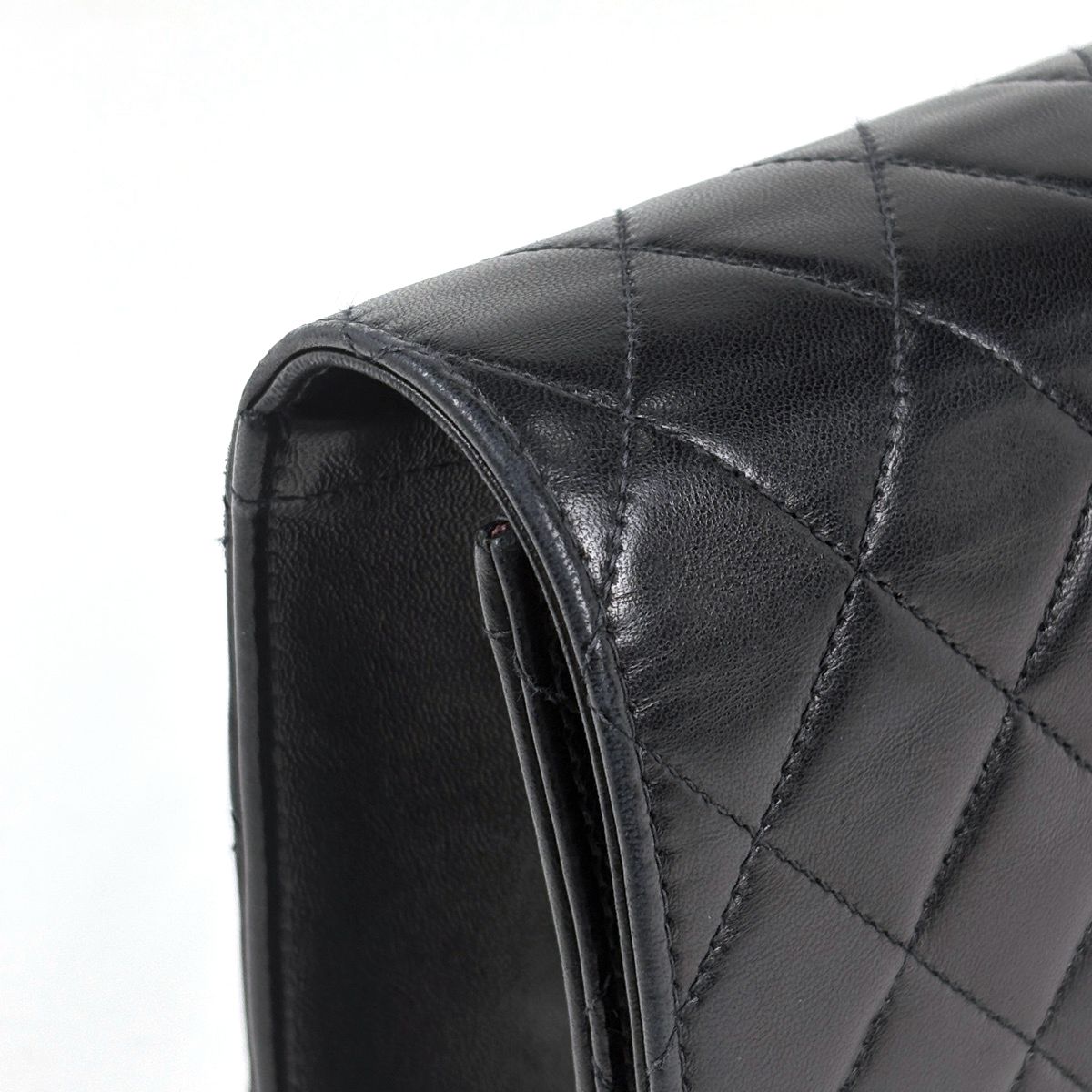 Chanel Quilted Single Flap Chain Shoulder Bag CC Logo Push Lock Leather Black — view 6