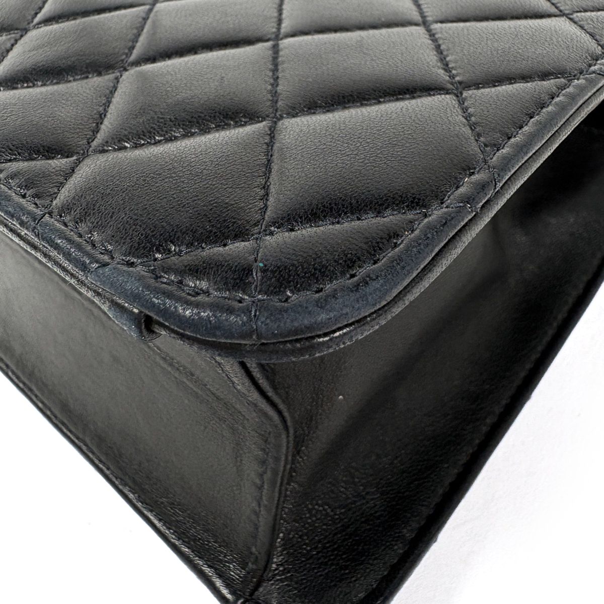 Chanel Quilted Single Flap Chain Shoulder Bag CC Logo Push Lock Leather Black — view 3