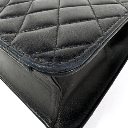 Chanel Quilted Single Flap Chain Shoulder Bag CC Logo Push Lock Leather Black — view 3