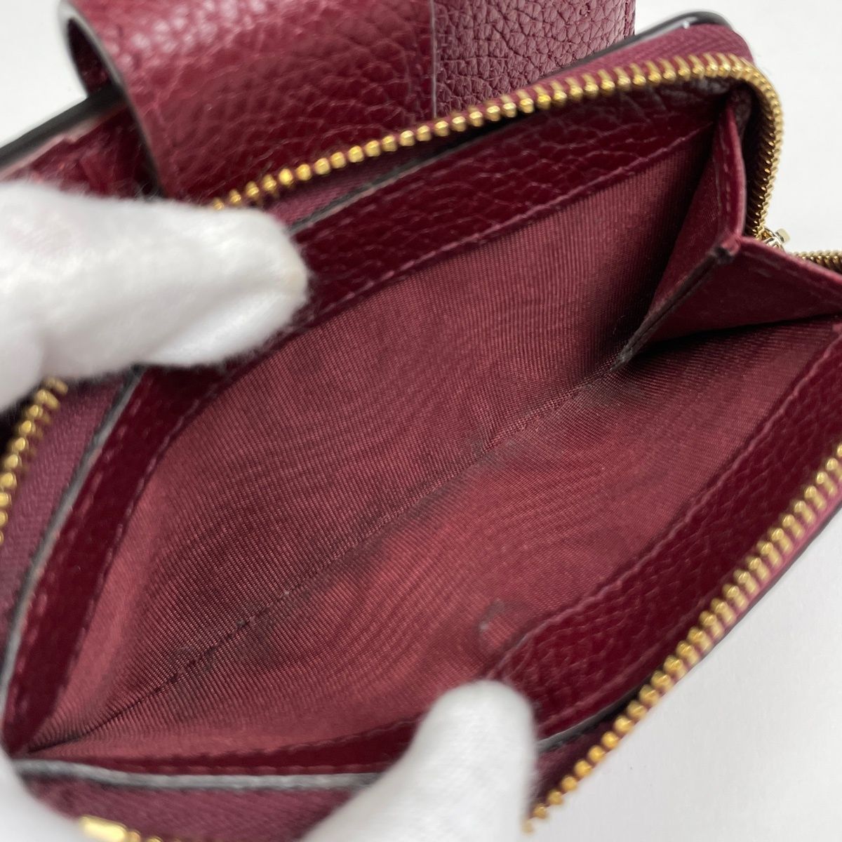 Gucci Double Compact Wallet Bifold Leather Bordeaux With Bamboo — view 5