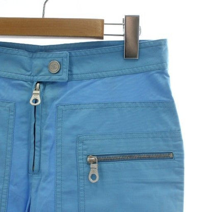 Chanel Sports Line Cropped Pants CC Logo Embroidery Patch Zip Fly Blue — view 5