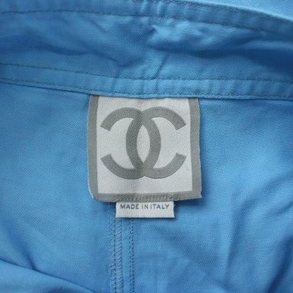 Chanel Sports Line Cropped Pants CC Logo Embroidery Patch Zip Fly Blue — view 6