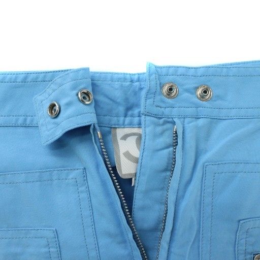 Chanel Sports Line Cropped Pants CC Logo Embroidery Patch Zip Fly Blue — view 3