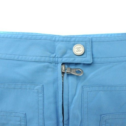 Chanel Sports Line Cropped Pants CC Logo Embroidery Patch Zip Fly Blue — view 4