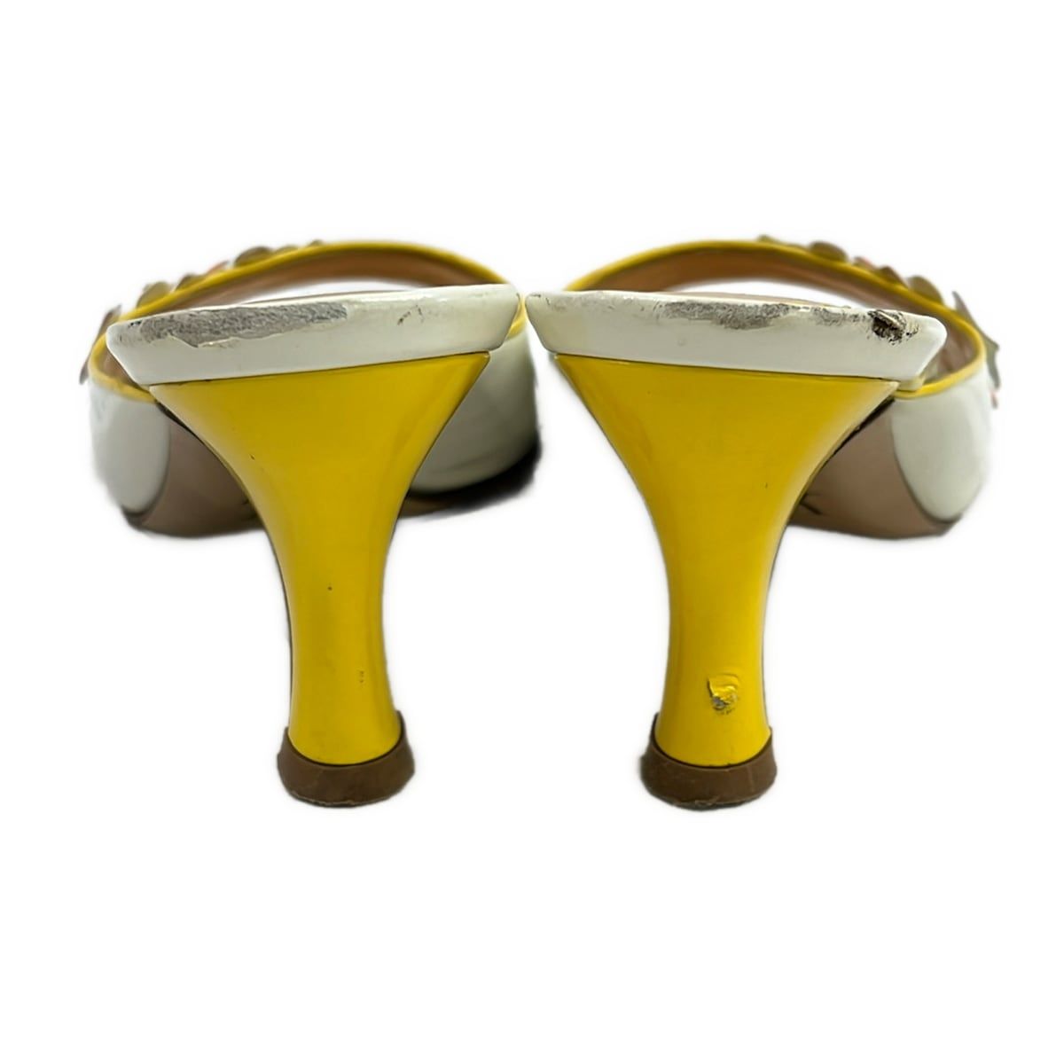 Louis Vuitton Mules White Yellow Multi Flower Leather 35 — view 3
