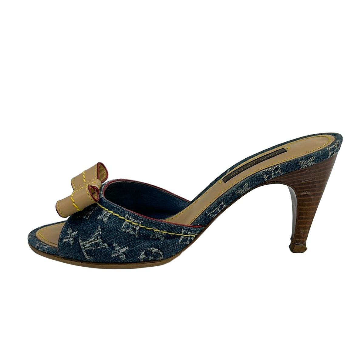 Louis Vuitton Mules Blue Beige Multi Ribbon 35