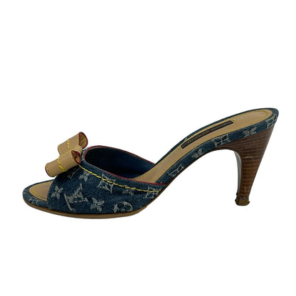 Louis Vuitton Mules Blue Beige Multi Ribbon 35