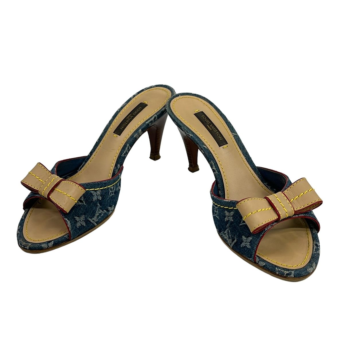 Louis Vuitton Mules Blue Beige Multi Ribbon 35 — view 2