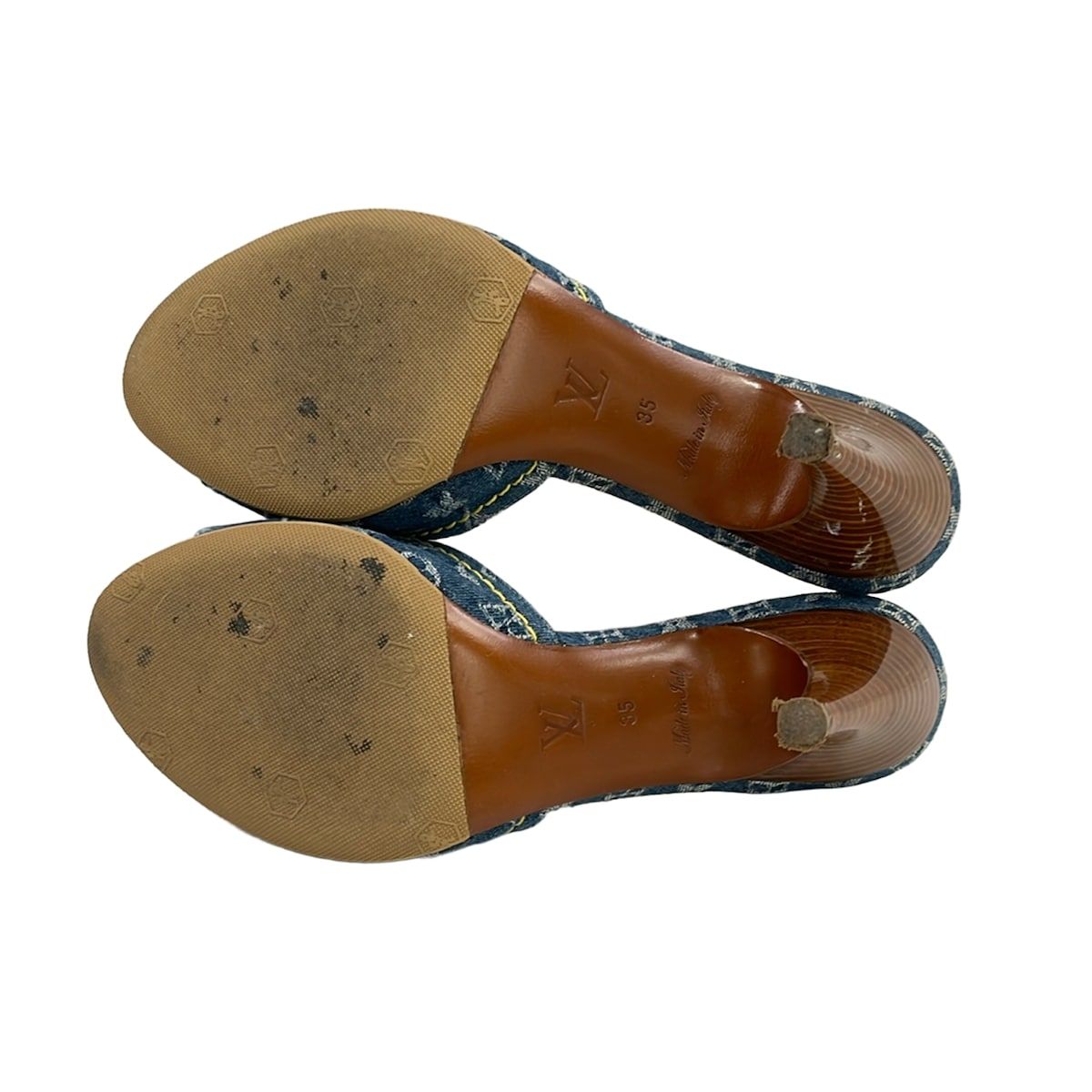 Louis Vuitton Mules Blue Beige Multi Ribbon 35 — view 4