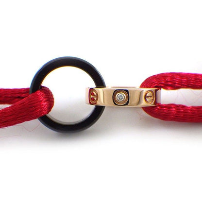 Cartier Bracelet Baby Love 4 Points Diamond Black Ceramic Red Cotton Cord 18K — view 2