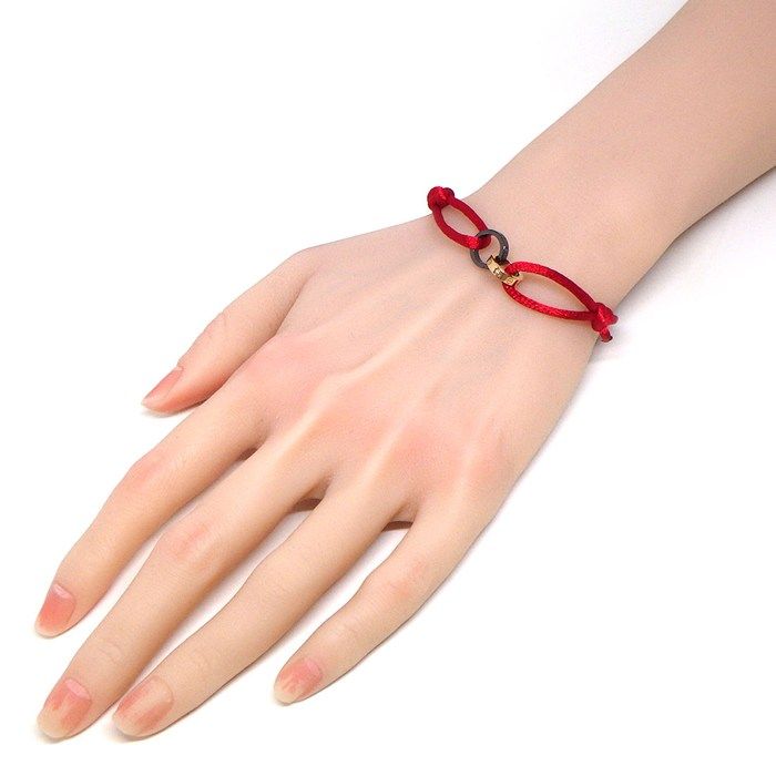 Cartier Bracelet Baby Love 4 Points Diamond Black Ceramic Red Cotton Cord 18K — view 4