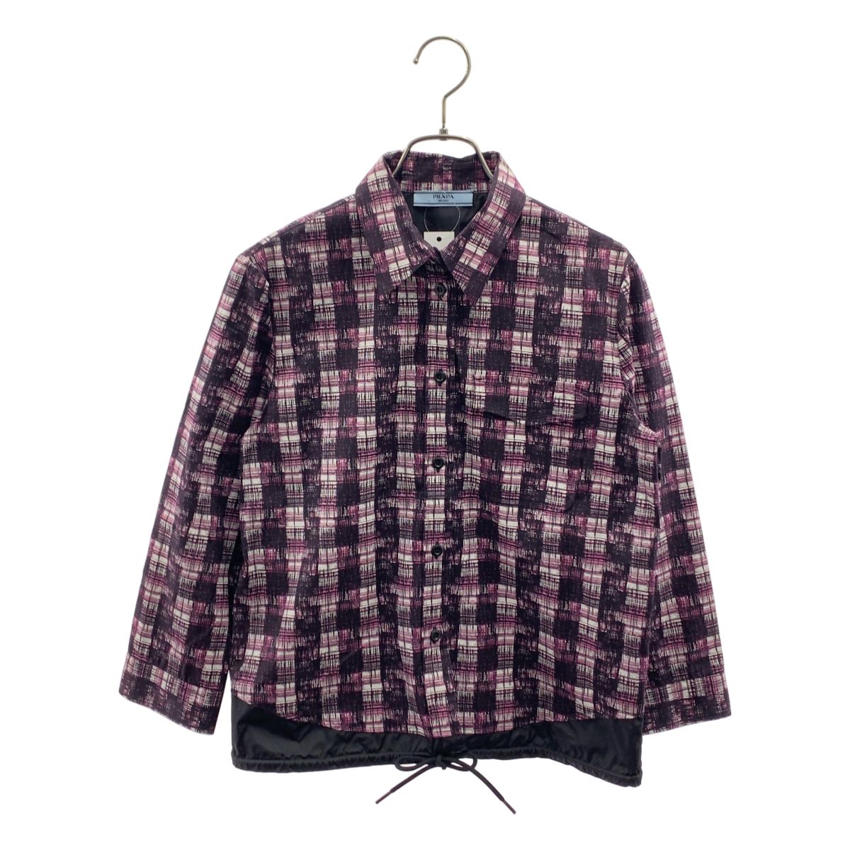 Prada All Over Drawstring Shirt Jacket 42 Purple