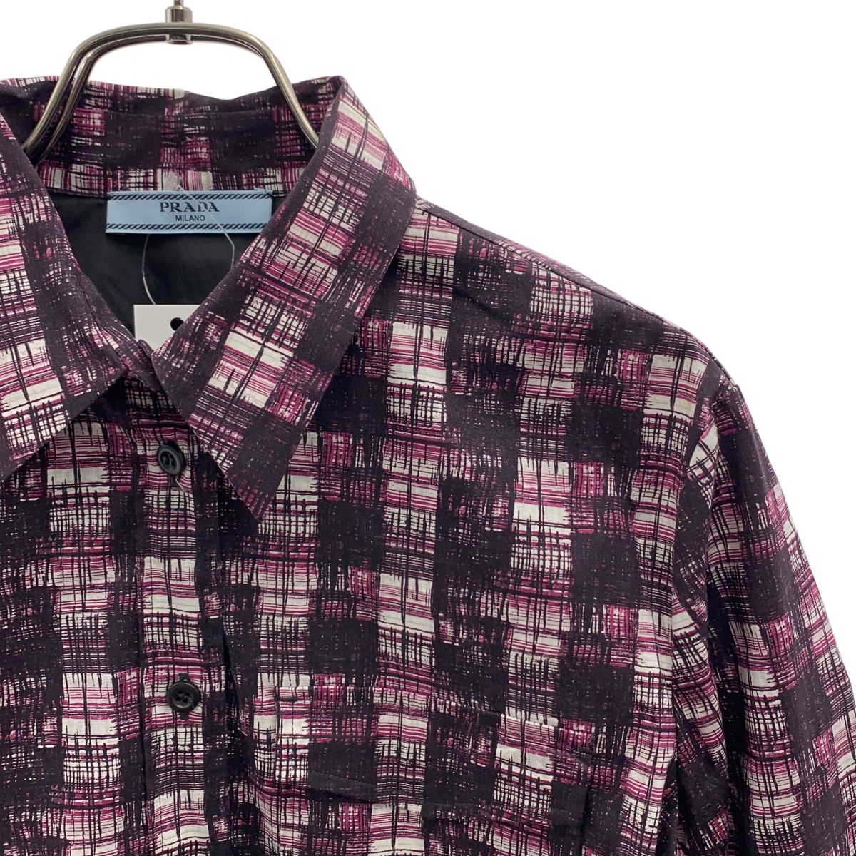Prada All Over Drawstring Shirt Jacket 42 Purple — view 2