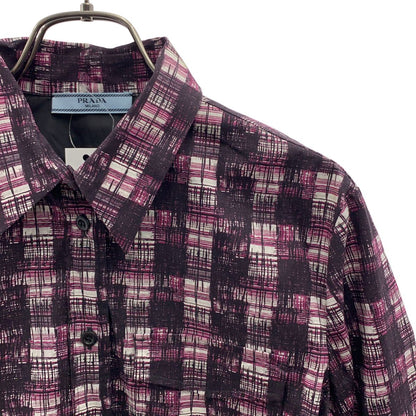 Prada All Over Drawstring Shirt Jacket 42 Purple — view 2