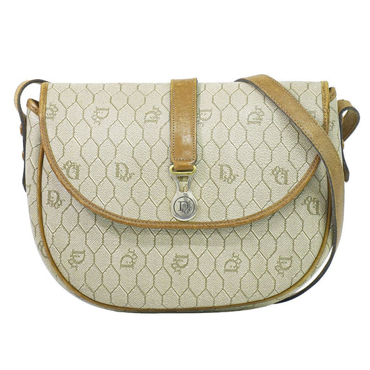 Dior Honeycomb Pattern Shoulder Bag Pochette Beige
