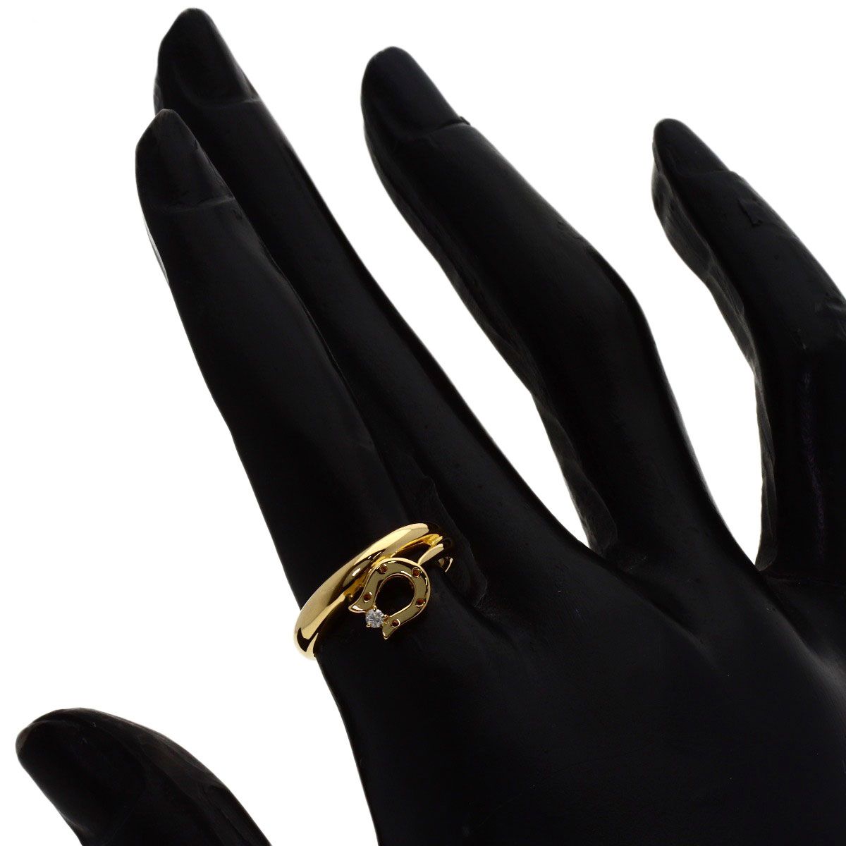 Celine Horse Shoe Diamond Ring 18K Yellow Gold — view 7