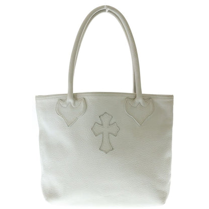 Chrome Hearts FS Tote Bag Leather White with Cross Patch