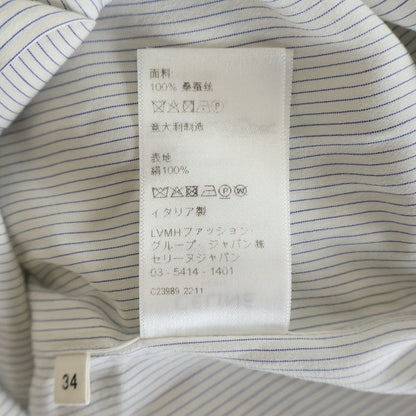 Celine Striped Silk Bow Tie Long Sleeve Shirt Blouse White — view 8