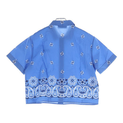 Miu Miu Printed Slub Poplin Shirt Paisley All Over Logo Patch Print Short — view 2