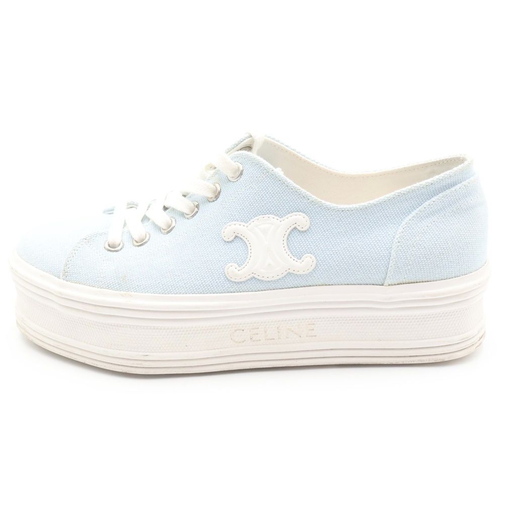 Celine Triomphe Jane Canvas Low-Cut Sneakers White Blue