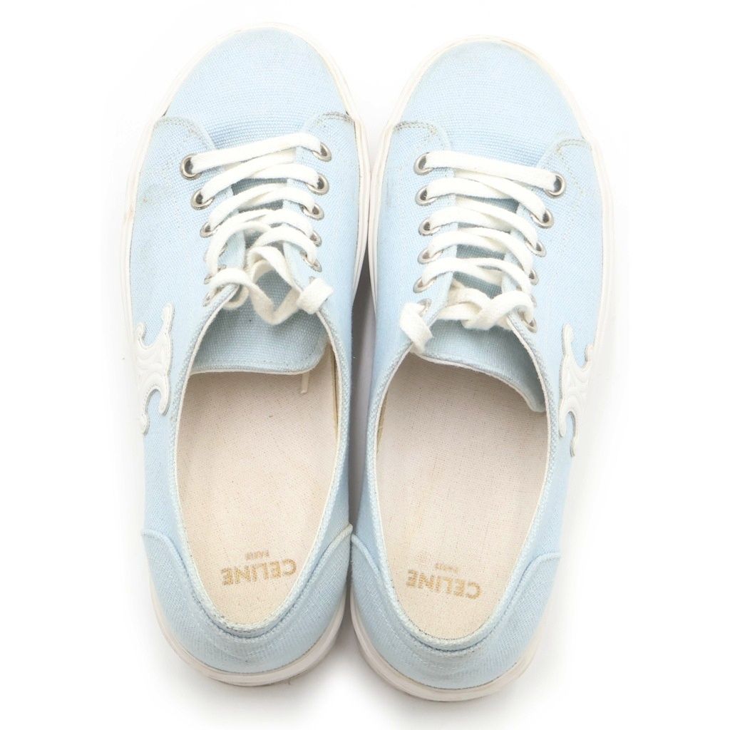 Celine Triomphe Jane Canvas Low-Cut Sneakers White Blue — view 4