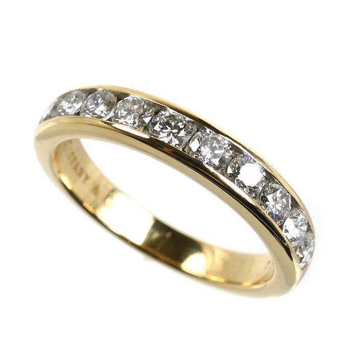 Tiffany & Co 18K Yellow Gold Half Circle Channel Setting Ring Diamond