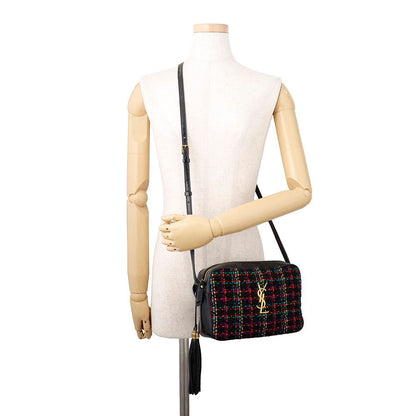Saint Laurent Paris Shoulder Bag Tweed With Tassel Black — view 4