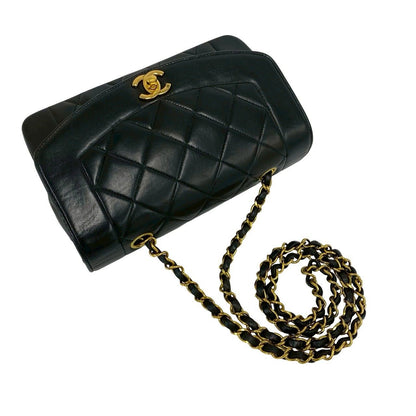 Chanel Card Present Diana Quilted CC Logo Lambskin Shoulder Bag Black — view 4