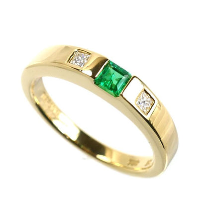 Tiffany & Co 18K Yellow Gold Ring Emerald Diamond