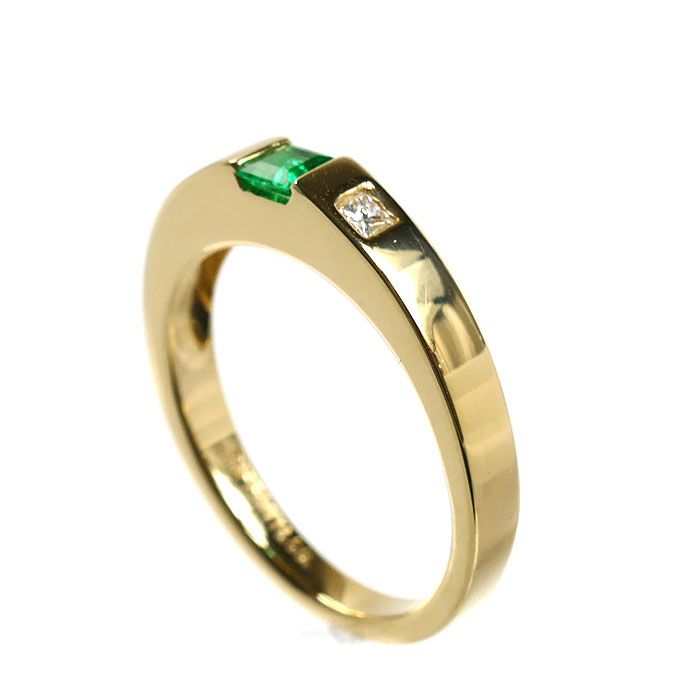 Tiffany & Co 18K Yellow Gold Ring Emerald Diamond — view 2