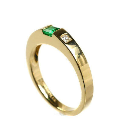 Tiffany & Co 18K Yellow Gold Ring Emerald Diamond — view 2