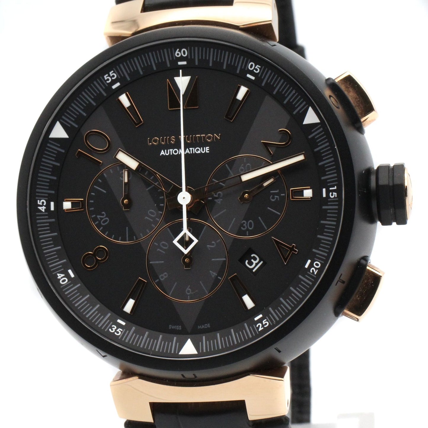 Louis Vuitton Watch Tambour Chrono Black Stainless Steel — view 3