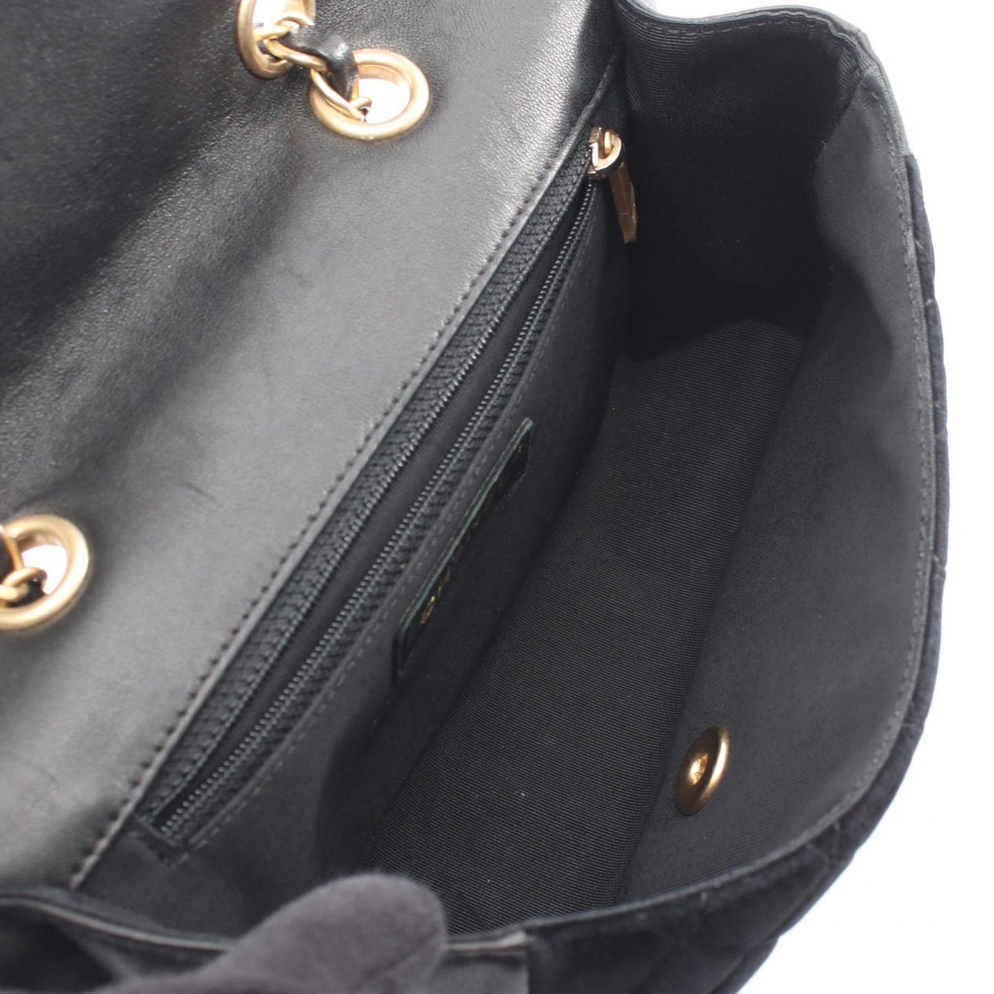 Chanel Shoulder Bag Quilted Black Lambskin Fabric Chain — view 3