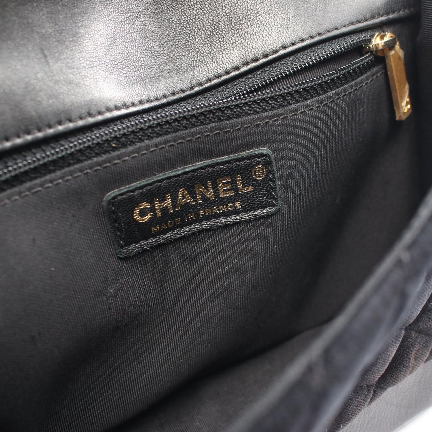 Chanel Shoulder Bag Quilted Black Lambskin Fabric Chain — view 6