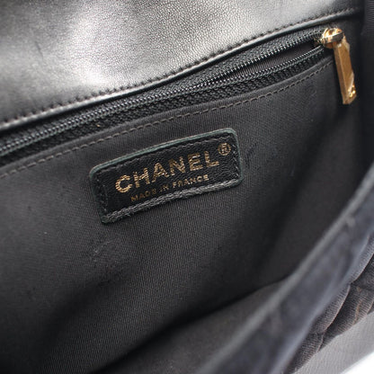 Chanel Shoulder Bag Quilted Black Lambskin Fabric Chain — view 6