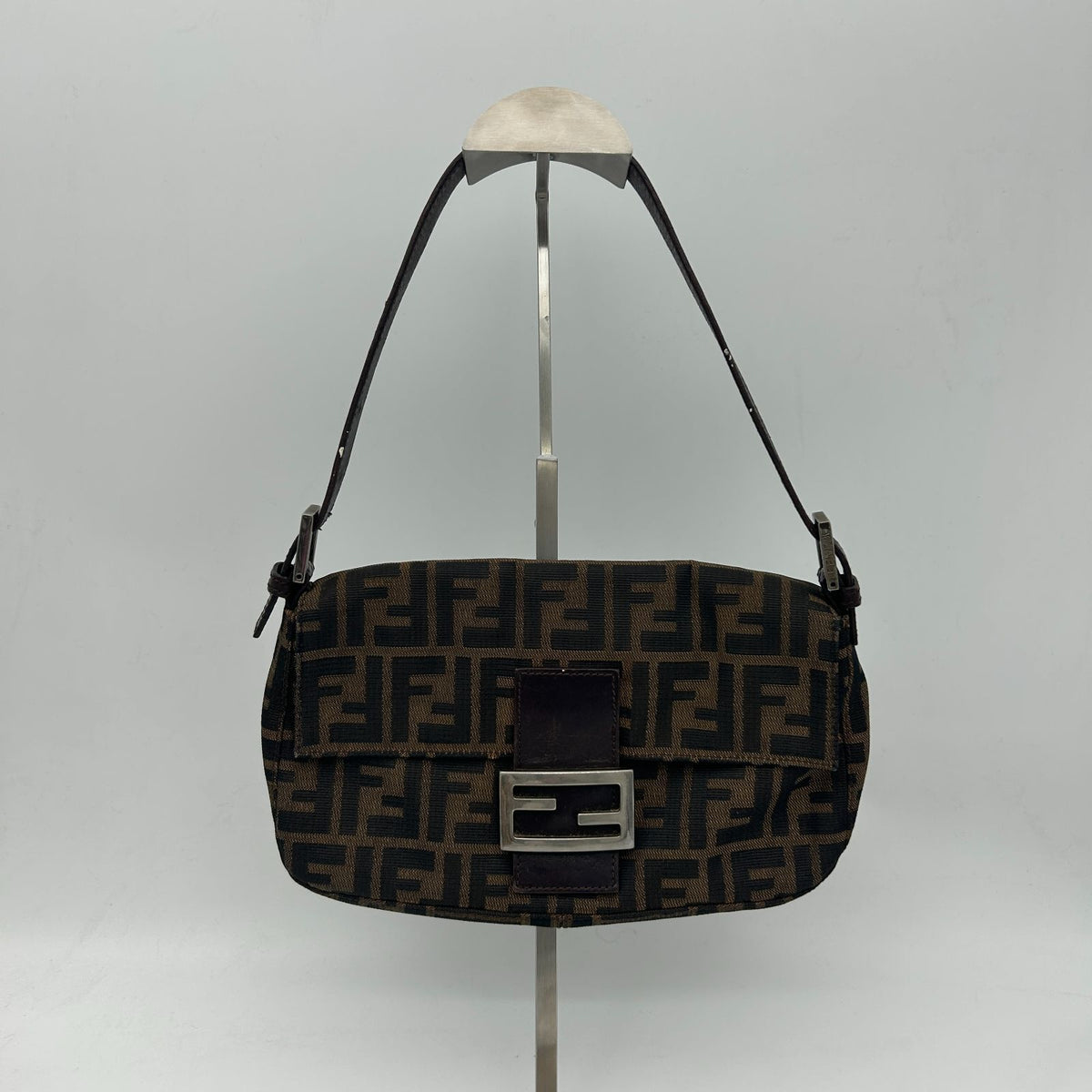 Fendi Brown Zucca Mamma Bucket Leather Shoulder Bag — view 2