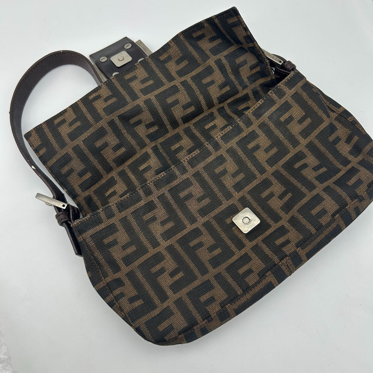 Fendi Brown Zucca Mamma Bucket Leather Shoulder Bag — view 3