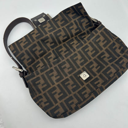 Fendi Brown Zucca Mamma Bucket Leather Shoulder Bag — view 3
