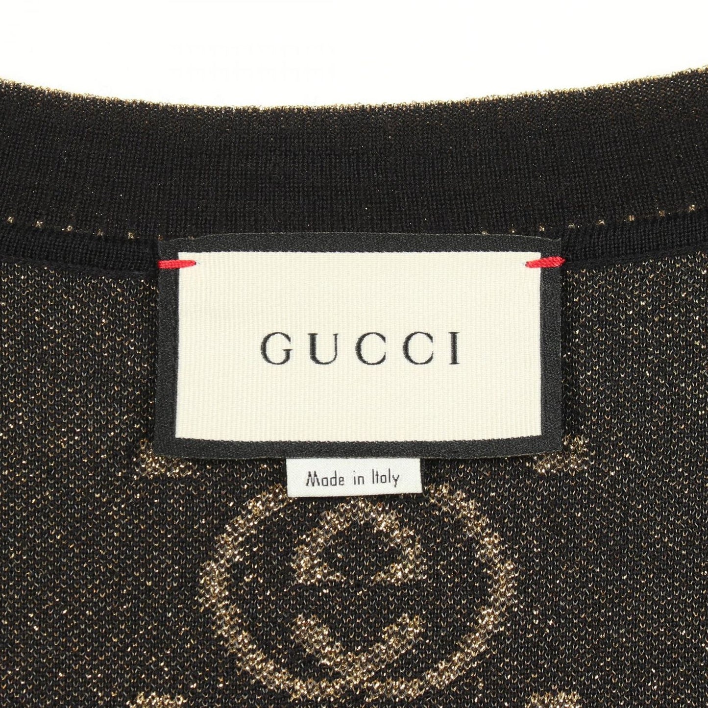 Gucci Cardigan Interlocking G All Over Pattern Black Gold Wool — view 3