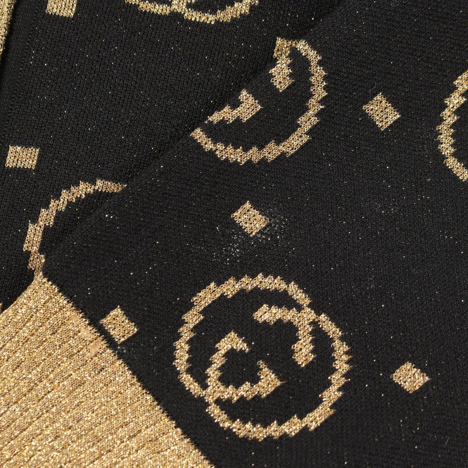 Gucci Cardigan Interlocking G All Over Pattern Black Gold Wool — view 5
