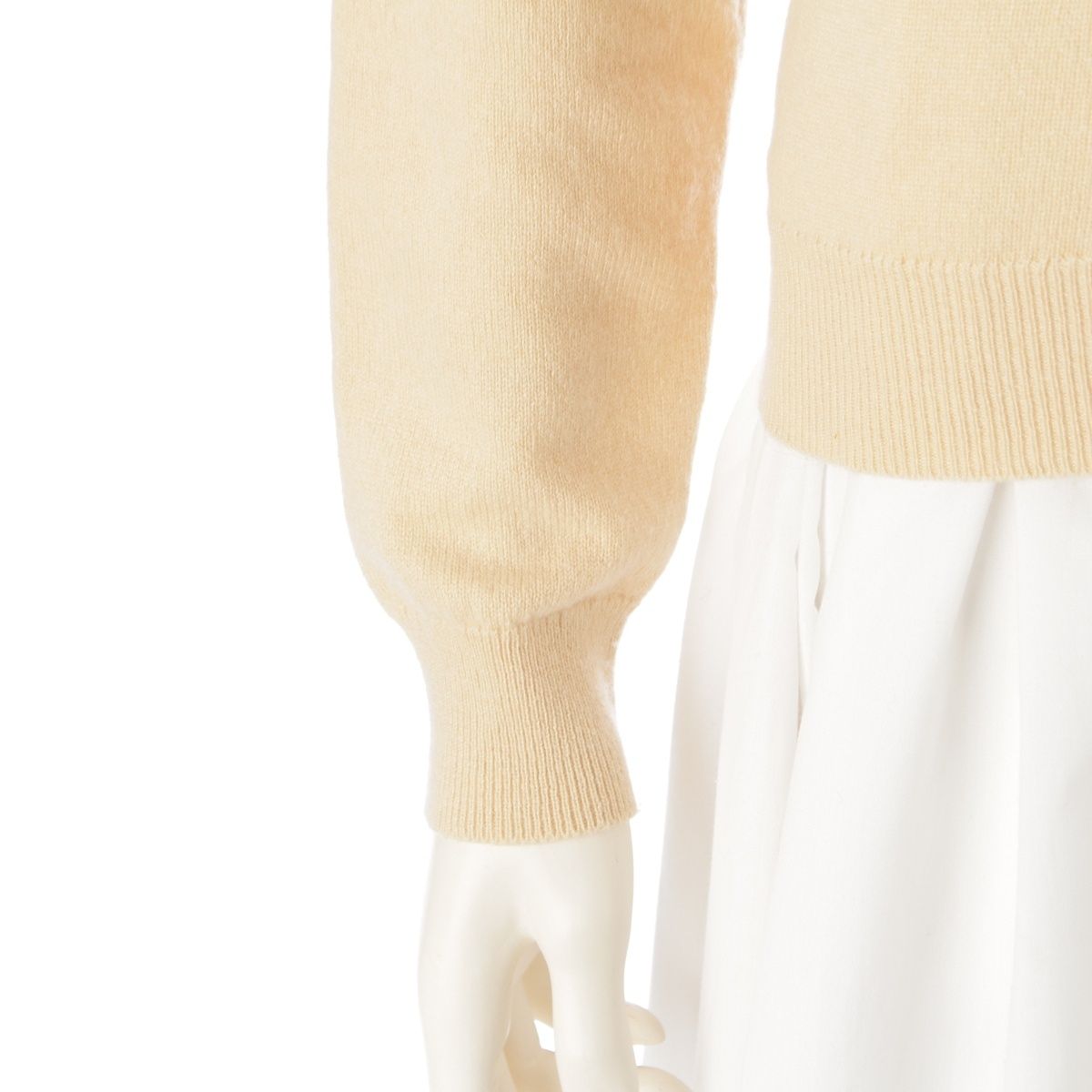 Hermes Cashmere Gaultier Era Sellier Buttons Knit Cardigan Top Ivory 34 — view 6