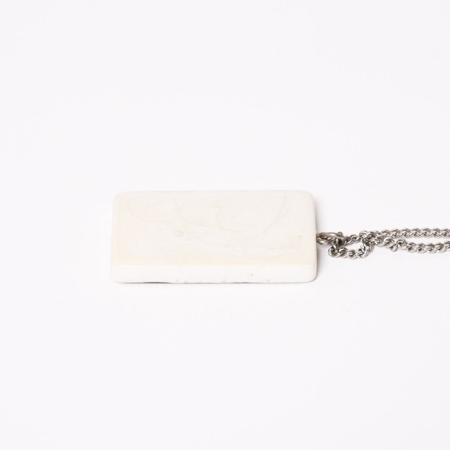 Chanel Plate Necklace White Silver Chain — view 7