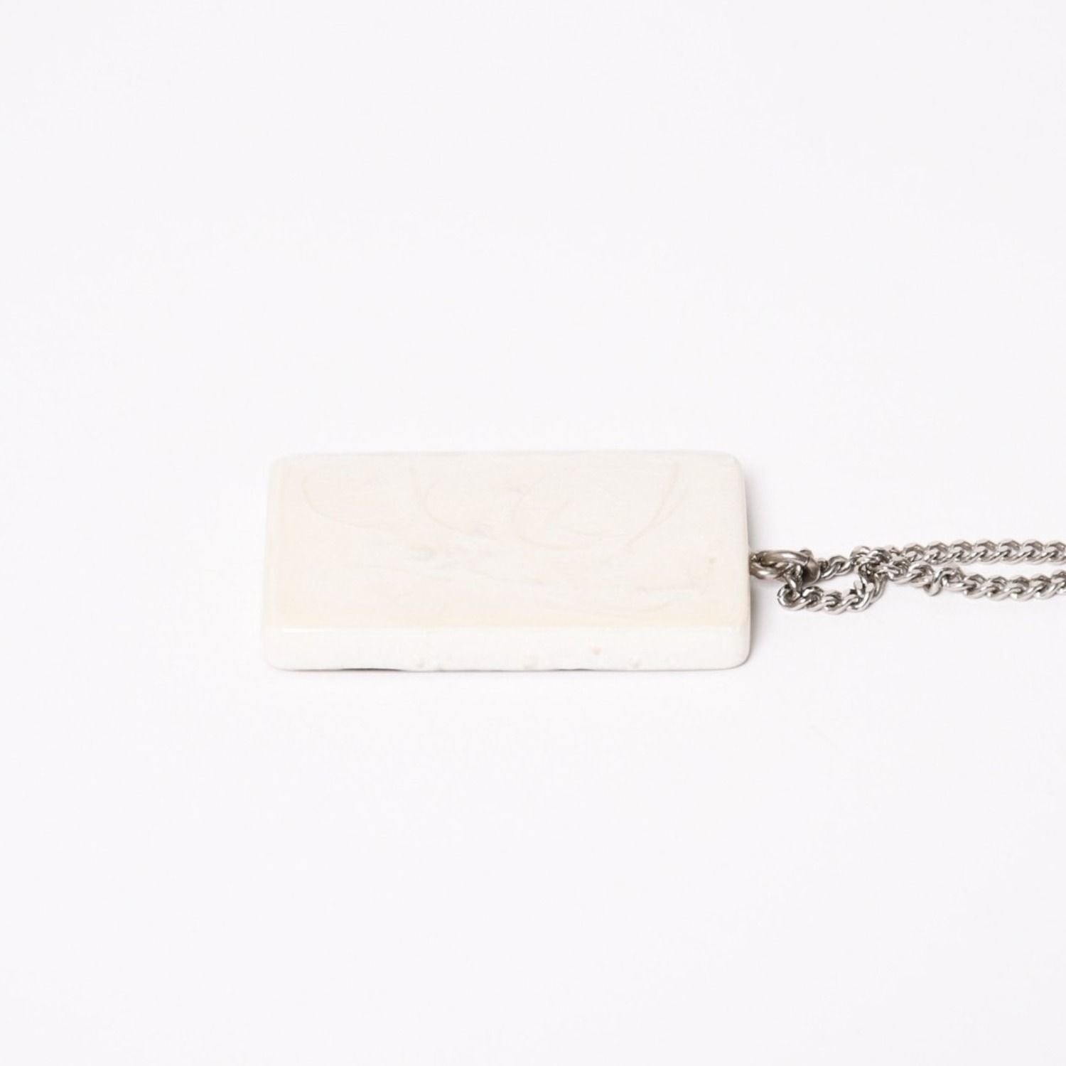 Chanel Plate Necklace White Silver Chain — view 7