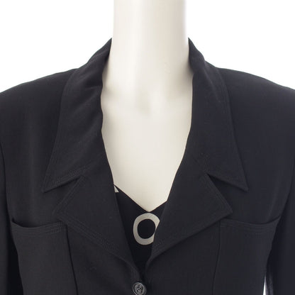 Chanel 97P Wool Silk CC Logo All Dress Set Long Coat Camisole Top Black White 36 — view 7