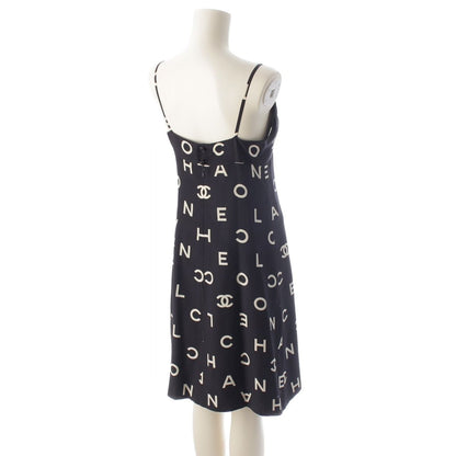 Chanel 97P Wool Silk CC Logo All Dress Set Long Coat Camisole Top Black White 36 — view 6