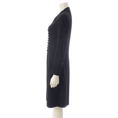 Chanel 97P Wool Silk CC Logo All Dress Set Long Coat Camisole Top Black White 36 — view 3